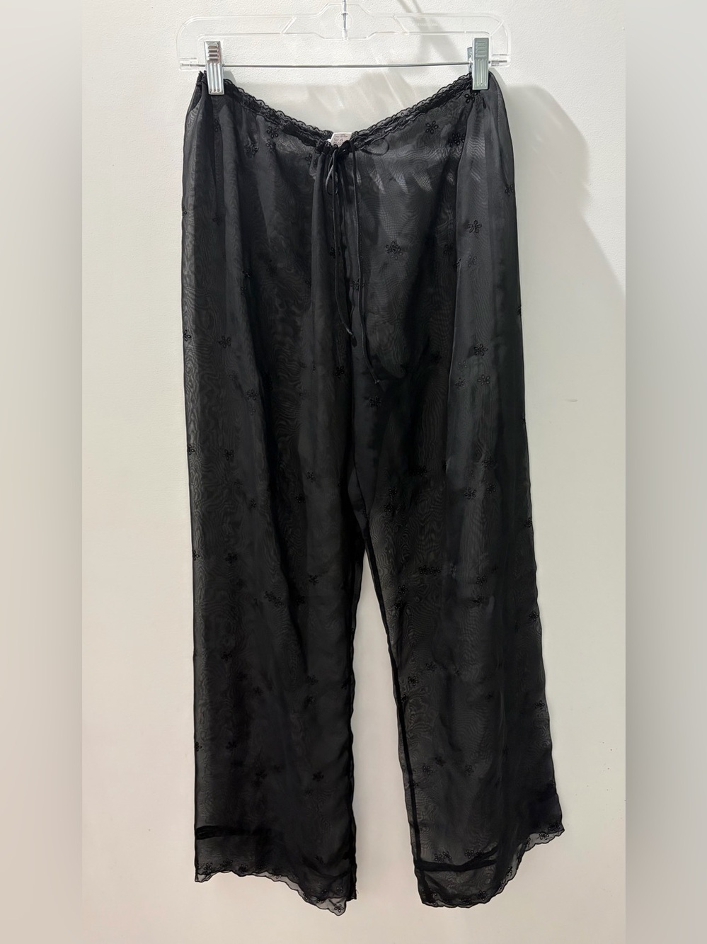 Vintage La Senza Sheer Embroidered Wide Leg Pants Sz M - Picture 2 of 5
